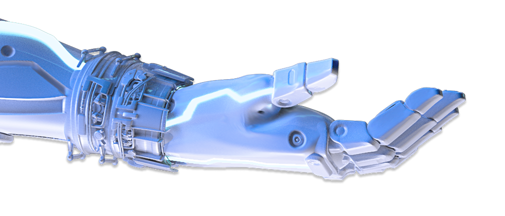 Robotic hand reaching towards the form